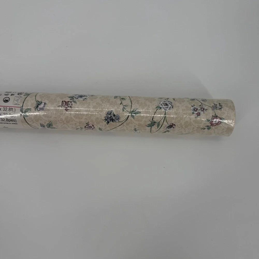 Vintage Sunworthy Floral Vinyl Wallpaper Cream Double Roll 56 sq ft 156131